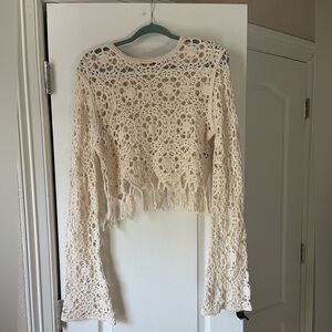 Elegant Cream Crochet Top NWT